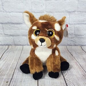 Ty Beanie Boos "Buckley" plush deer brown spotted fur glitter eyes.